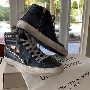 Golden Goose Hi Top Sneakers with metal studs
